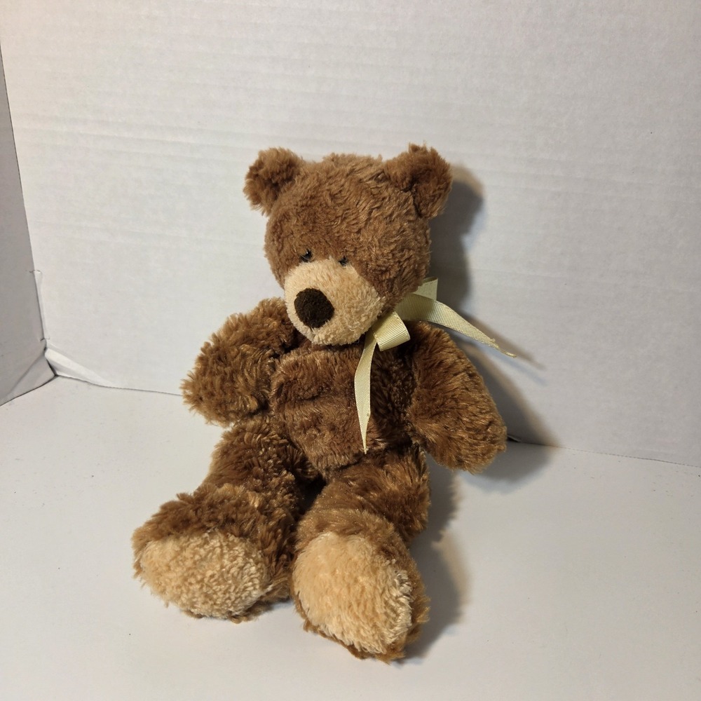 Carter' Classics brown teddy bear yellow bow Plush Stuffed Animal